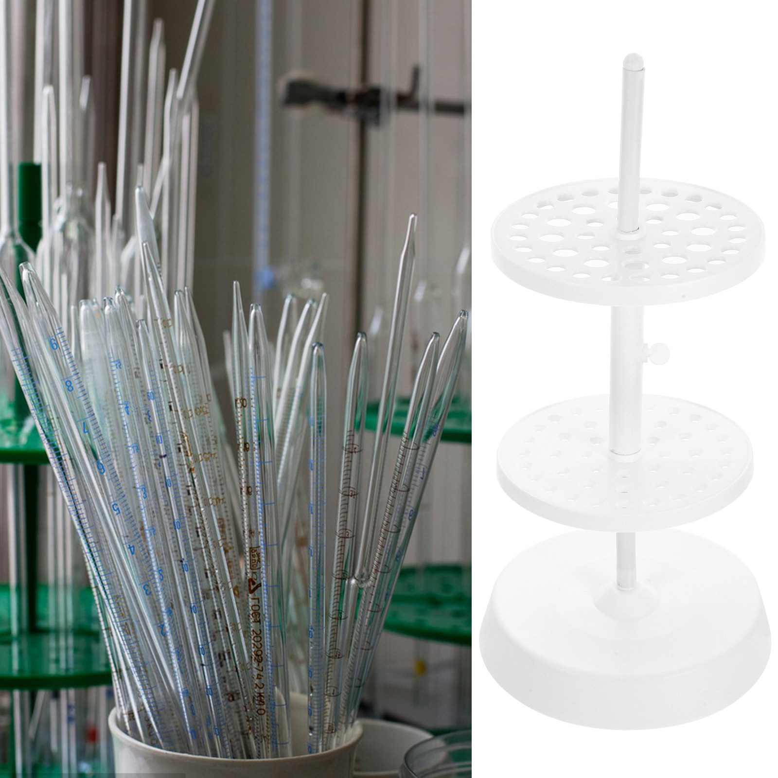 Lab Equipment - Plastikowy stojak na pipety, okrągły, laboratoryjny,
