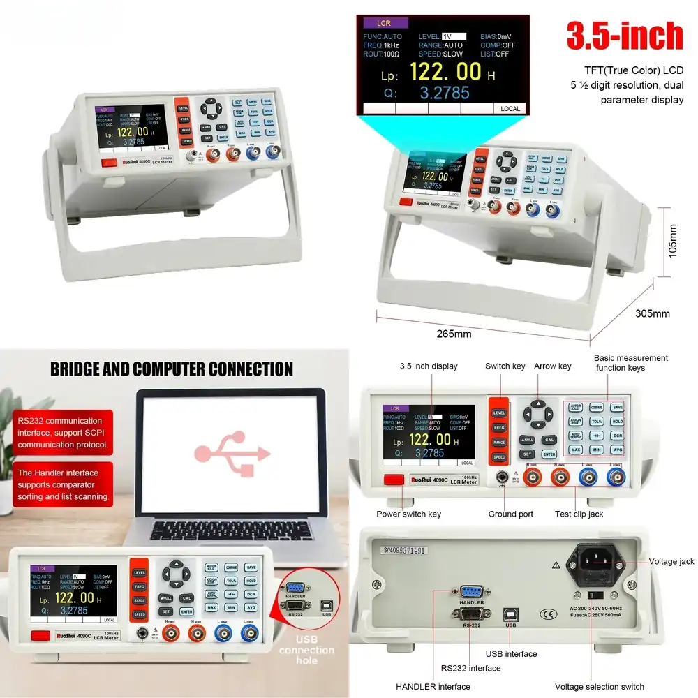 Test Instruments - Cyfrowy miernik LCR, laboratoryjny miernik pojemności,